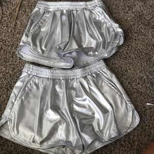 SOLD Fun metallic silver shorts